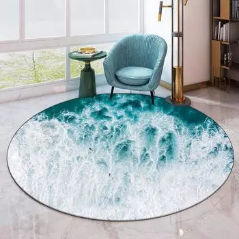 Круглый напольный коврик с пляжным пейзажным принтом, ковер с узором ракушки, украшение для дома, гостиной, противоскользящий напольный коврик, дверной коврик 40cm