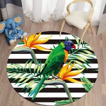 Круглый напольный коврик с принтом животных, ковер с зеленым лесным узором, украшение для дома, гостиной, противоскользящий коврик, дверной коврик 40cm