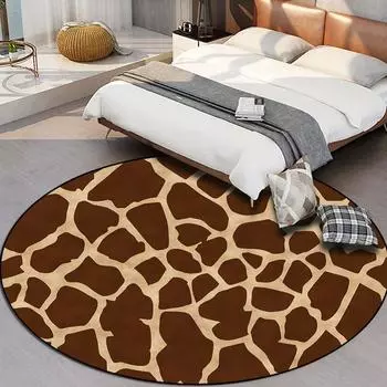 Круглый напольный коврик с животным принтом, ковер с узором в полоску, украшение для дома, гостиной, противоскользящий напольный коврик, дверной коврик 40cm