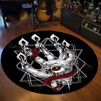 Круглый напольный коврик Сатана овца пронзает трон атеизм ковер коврик для ванной гостиная украшение дома напольный коврик 40CM