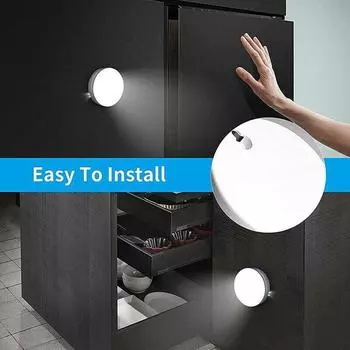 Круглый ночник 8 светодиодов автоматический для ванной комнаты white light