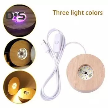 Круглый ночник, широкое применение, надежное деревянное основание лампы DIY White Light.