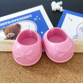 Круглый носок 20 см Хлопковая кукольная обувь Пластиковая кукольная обувь BJD Однотонные ботинки Тело куклы Pink-Boots