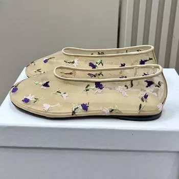 Круглый носок, неглубокий носок, балетки, женские, сетчатые, с вышивкой, ленивые мокасины, легкая обувь для отдыха на свежем воздухе 35