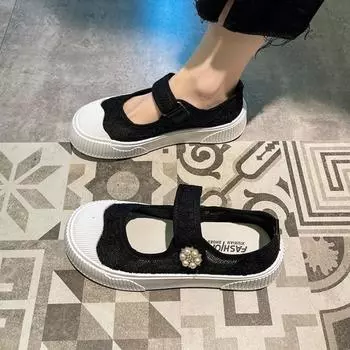 Круглый носок парусиновые женские туфли на высокой платформе черные женские туфли дешевые новые поступления 2024 тенденции качество весна Y2k мода H 35