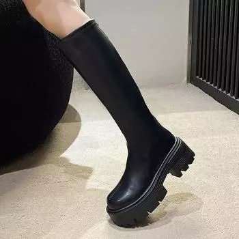 Круглый носок женские резиновые сапоги обувь зимняя обувь сексуальные бедра высокие каблуки высокие сексуальные сапоги-женщины молния дождь шпилька Лолит 35