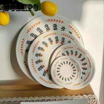Круглый печатный обеденный стол Mat Утолщенный хлопок Placemat Изоляционная прокладка 12cm