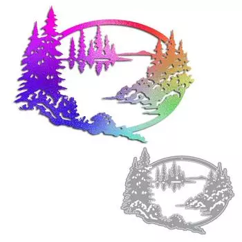 Круглый пейзаж лес дизайн стиль металлический трафарет для резки DIY альбом для скрапбукинга фото тиснение бумажная карта ремесленный декор серебряный