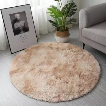 Круглый плюшевый ковер для гостиной, пушистый противоскользящий ковер, толстый коврик для спальни, ковры для пола, мягкий, приятный для кожи, мохнатый коврик для отдыха 60x60cm(23x23in)