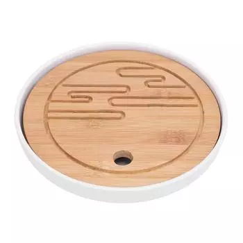 Круглый поднос для чая, простой, компактный, китайский, кунг-фу, деревянный, для хранения воды, дренажный, поднос для чая для офиса