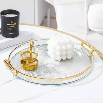 Круглый поднос для хранения дома, гостиной, журнального столика, тарелка для хранения чайной чашки, акриловый поднос, органайзер для ароматерапии, домашний декор зелёный