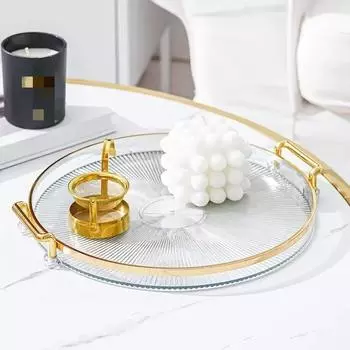 Круглый поднос для хранения дома, гостиной, журнального столика, тарелка для хранения чайной чашки, акриловый поднос, органайзер для ароматерапии, домашний декор зелёный