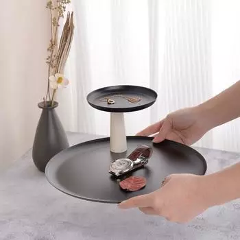 Круглый поднос для хранения косметики, двухслойная полка для ванной комнаты, стеллаж для хранения ювелирных изделий, ключ чёрный