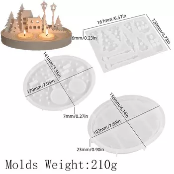 Круглый подсвечник силиконовая форма с полым деревом домик уличный фонарь DIY ночник силуэт подсвечник форма 3D гипсовое ремесло