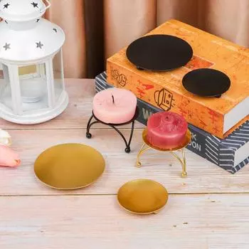 Круглый подсвечник в виде пластины, черный, золотой, в скандинавском стиле, подсвечник из кованого железа, канделябр, украшение для дома, праздничные принадлежности