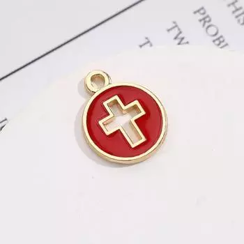 Круглый полый крест из сплава ювелирные изделия аксессуары для волос брелок кулон ожерелье кулон своими руками красный