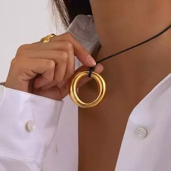 Круглый полый кулон из серебра 925 пробы, минималистичное ожерелье, женское золотое минималистичное шикарное многофункциональное украшение-воротник