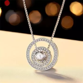 Круглый полый муассанит 1 карат, 100% серебро 925 пробы, универсальное модное ожерелье премиум-класса с подвеской, женские ювелирные украшения белый