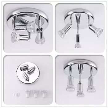 Круглый потолочный светодиодный шкаф с тремя головками и регулируемыми точечными светильниками Gu10 перед открытым зеркалом