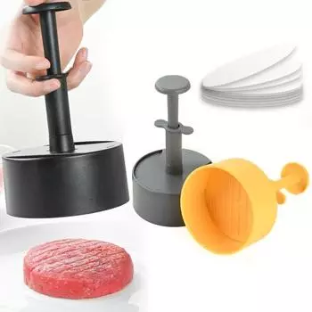 Круглый пресс для мяса для гамбургеров с силиконовой бумагой, простой в использовании ручной кухонный инструмент для идеальной формы чёрный