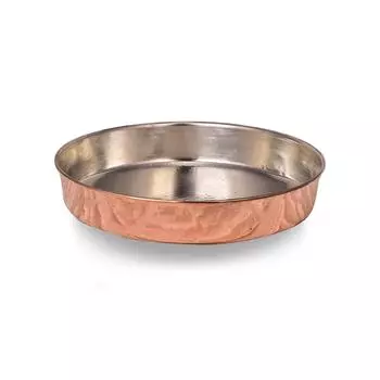 Круглый противень для выпечки из кованой меди, Медный противень для духовки, Эмалированный противень ручной работы, Противень для жарки, Поднос из чистой меди для духовки, Кухонная посуда в подарок жене