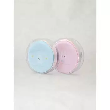 Круглый пуховка с изображением персонажа Daiso в футляре 2 шт. pink (package pink) animal (rabbit)