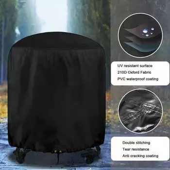 Круглый пылезащитный чехол для гриля-барбекю, водонепроницаемый пылезащитный шнурок, фиксирующий дизайн, двойная строчка, противопроникающее покрытие A