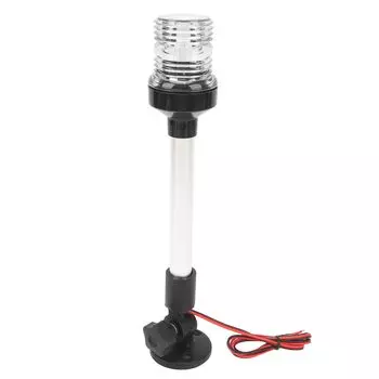 Круглый якорный навигационный огонь с водонепроницаемым складным панорамным навигационным штативом из алюминиевого сплава, мачтовый фонарь для рыбалки и лодок, 12-дюймовый светодиодный,