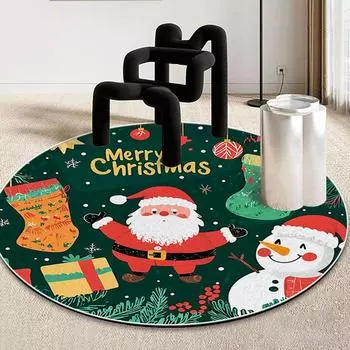 Круглый Рождественский ковер для гостиной, спальни, украшения, кристальный бархатный коврик для пола, коврик для рождественской елки, коврик для ног 80 * 80CM crystal velvet