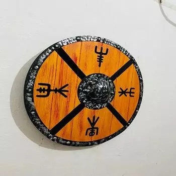 Круглый щит викинга из дерева, ручной работы, 60,96 см, для средневекового воина, готовый к бою, из дерева