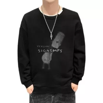 Круглый шея Свитер Мужчины S Длинные -Рукава Футболка Все -Матч Свободные Мальчики Топы M