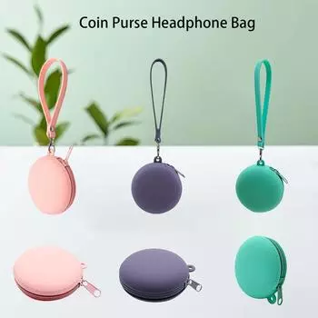 Круглый силиконовый кошелек для монет, сумка для наушников, мультяшный детский маленький кошелек, силиконовая сумка, портативная сумка для хранения One Size