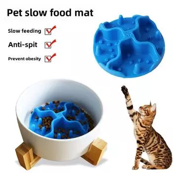 Круглый силиконовый коврик для медленного кормления кошек с присоской, защищающий от удушья 8 cm зелёный