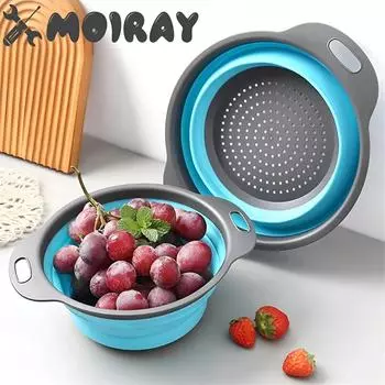 Круглый складной дуршлаг для фруктов и овощей без бисфенола А, корзина для слива, кухонный дуршлаг, сито, можно мыть в посудомоечной машине