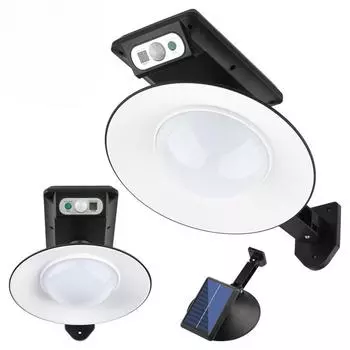 Круглый солнечный настенный светильник, уличный светильник с датчиком человеческого тела, светодиодный светильник для двора, освещение гаража, уличный фонарь