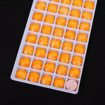 Круглый спутниковый неоновый флуоресцентный стеклянный ручной шовный станок, двухдырочное дрель для страз с плоским дном, набор аксессуаров для самостоятельного изготовления 14 * 14mm 28pcs/bag оранжевый