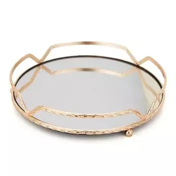 Круглый стеклянный поднос для хранения зеркал в скандинавском стиле, серьги, ожерелья, ювелирные изделия, украшение для гостиной