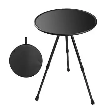 Круглый стол для кемпинга с сетчатой сумкой Сверхлегкий портативный складной стол с регулируемыми ножками для пикника в помещении и на открытом воздухе without mesh bag чёрный