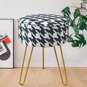 Круглый стул-табурет из ледяной шелковой ткани, пуфик, подставка для ног для гримерной, гостиной, спальни розовый