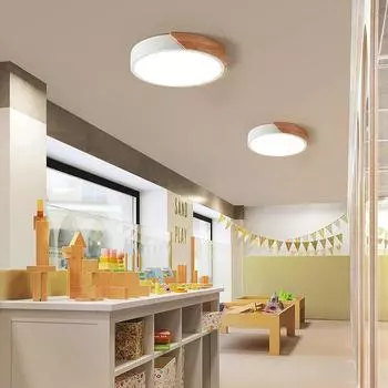 Круглый светодиодный потолочный светильник белого света для домашнего освещения, деревянные потолочные светильники для гостиной, спальни, кухни, коридора, домашнего декора