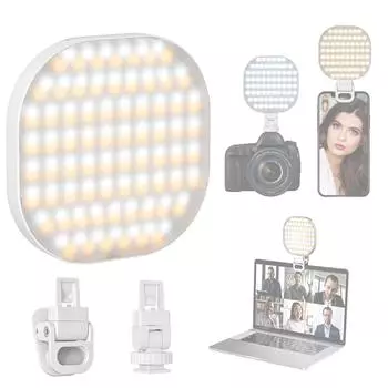 Круглый светодиодный видеосветильник для видеоконференций, светодиодный светильник для компьютера, планшета, мобильного телефона, цифровой зеркальной камеры белый