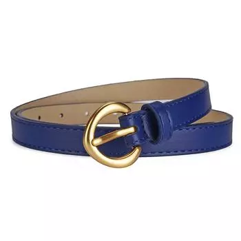 Круглый тонкий ремень с отверстиями, Повседневные джинсовые брюки, Высококачественный декоративный ПУ ремень 106*1.8 тёмно-синий