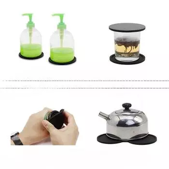 Круглый утолщенный силиконовый изоляционный коврик Пищевой силиконовый противоожоговый коврик для чашки pyramid чёрный