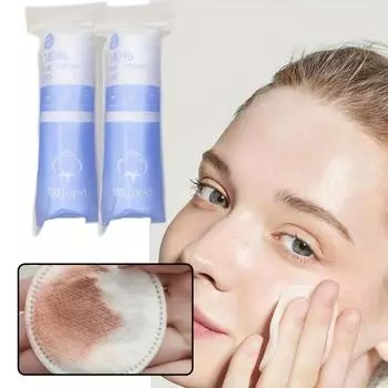 Круглый ватный диск, три слоя, утолщенный, 100 штук средства для снятия макияжа, хлопок, приятный для кожи, при нажатии на край не может упасть ватный лист 100pcs