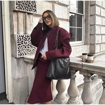 Женское пальто с круглым вырезом на молнии, бейсбольная майка, свободная, повседневная, для поездок на работу, бейсбольная форма, куртка-пилот, верхняя часть, осень-зима, новое женское пальто S