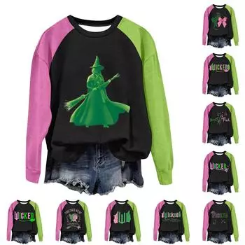 Круглый вырез с длинным рукавом толстовки для женщин принт графический топ повседневные базовые топы пуловер XXL