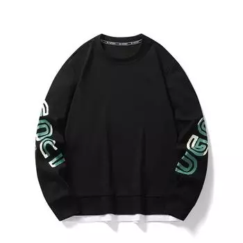 Круглый вырез свитер мужской весенний мужской длинный рукав свободный свитер 8XL чёрный