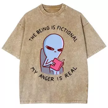 Круглый вырез свитера в стиле футболки для пары Топ с принтом Alien Свободный эластичный дышащий OVERSIZE Многоцветный вариант S