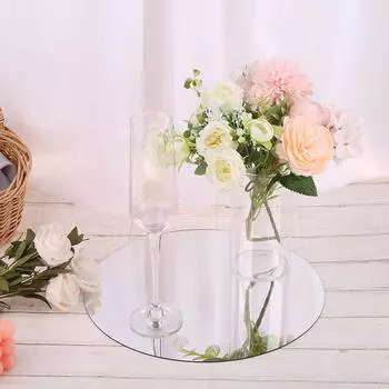 Круглый зеркальный стеклянный поднос, акриловые круглые тарелки для свечей, украшение для свадебного стола, большая емкость, плитка для блюд 15cm