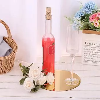 Круглый зеркальный стеклянный поднос, акриловые круглые тарелки для свечей, украшение для свадебного стола, большая емкость, плитка для блюд 6